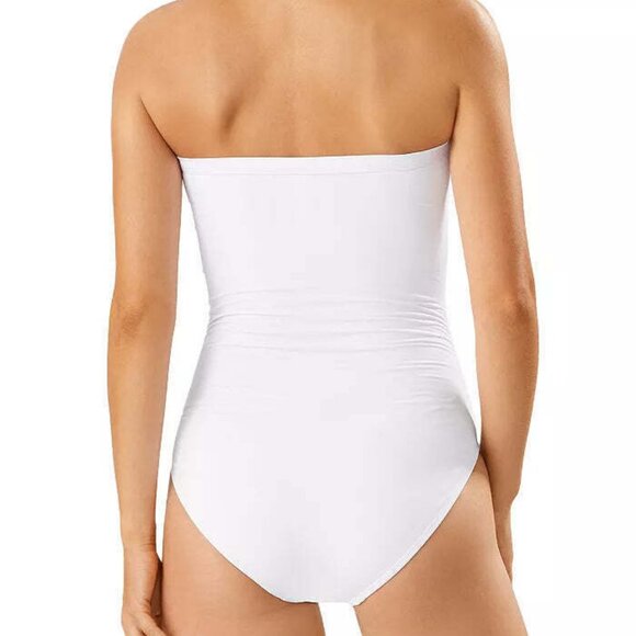 NWT!Tommy Bahama White Pearl Shirred Bandeau One Piece Swimsuit NEW! - Picture 2 of 3